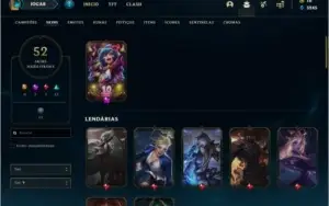 Conta prata 3 com 52 skins e 94 champs