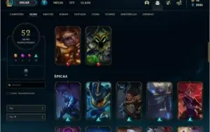 Conta prata 3 com 52 skins e 94 champs