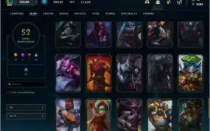 Conta prata 3 com 52 skins e 94 champs