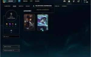 Conta unranked com 20 champs e 2 skins
