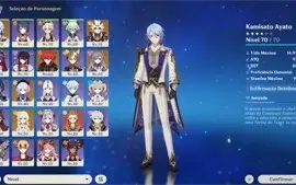Conta genshin impact AR 44 Itto, Ayato, Keqing, Diluc e Qiqi