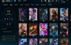 Unranked com 90 Champs e 60 Skins
