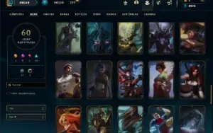 Unranked com 90 Champs e 60 Skins