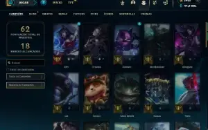 Unranked com 50 Champs e 33 Skins + 6k de RP + 90 Espolios