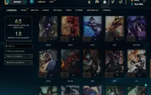 Unranked com 50 Champs e 33 Skins + 6k de RP + 90 Espolios