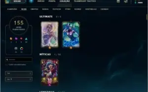 ACC League of legends lv 267 , 155 Skins, Ouro IV , Allchamp