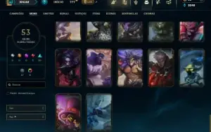 Ouro 2 com 80 Champs e 53 Skins ( ADC / MID / JG )