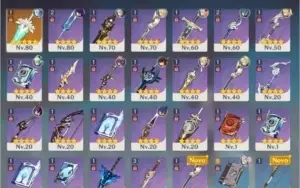 Raiden + Eula + Jean + Espadão 5* (Genshin Impact)