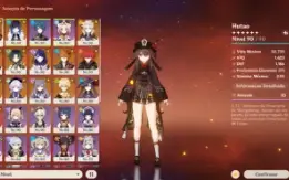 AR58 Hutao c1 + Homa, Yelan, Kazuha, Shogun Raiden e etc...