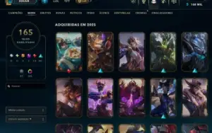 Conta antiga League of Legends com 165 skins