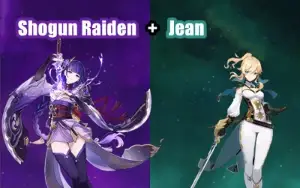 Contas Genshin Impact AR 7 com Shogun Raiden e Jean