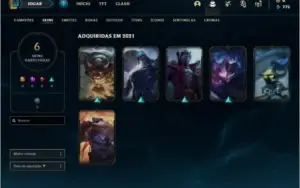 Conta ouro 1 e ouro 2 flex com 6 skins e 34 champs