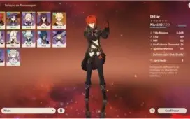 Genshin Impact - AR 7 - Diluc + Mona + 6 SR - 3 armas 4*