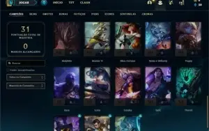 Conta Platina 1 com 75 PDL + 38 Champs e 4 Skins + 12 Espoli