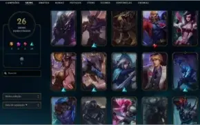 CONTA GOLD 4 LVL 59 COM 45 CAMPEÕES+26 SKINS (+5 NO ESPÓLIO)