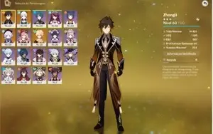 Conta Genshin Impact com Zhongli e Kamisato Ayaka