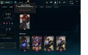 Conta 121 skins faltando apenas 11 campeões, menor preço