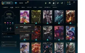 Conta 121 skins faltando apenas 11 campeões, menor preço