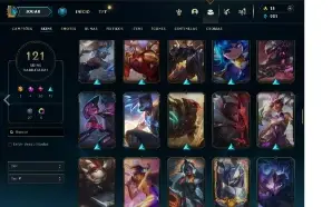 Conta 121 skins faltando apenas 11 campeões, menor preço