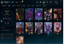 Conta 121 skins faltando apenas 11 campeões, menor preço
