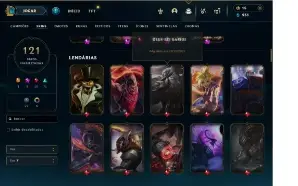 Conta 121 skins faltando apenas 11 campeões, menor preço