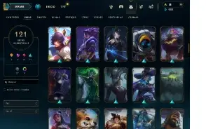 Conta 121 skins faltando apenas 11 campeões, menor preço