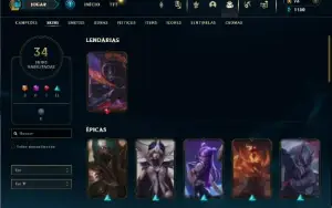 Platina 4 com 105 Champs e 34 Skins + 2 Fragmentos