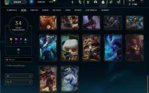 Platina 4 com 105 Champs e 34 Skins + 2 Fragmentos