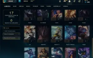 Conta ouro 3 com 30 Champs e 7 Fragmentos de skins