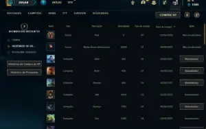Conta ouro 3 com 30 Champs e 7 Fragmentos de skins