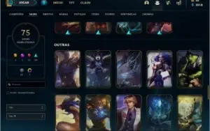 Conta ouro 3 com 75 skins e 107 champs