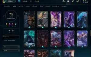 Conta ouro 3 com 75 skins e 107 champs