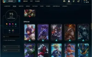 Conta ouro 3 com 75 skins e 107 champs