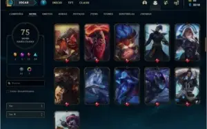 Conta ouro 3 com 75 skins e 107 champs