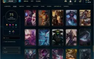 Conta ouro 3 com 75 skins e 107 champs