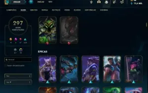 Conta ouro 3 com TODOS os champs e 296 Skins (MID TOP E JG )