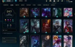 Conta ouro 3 com TODOS os champs e 296 Skins (MID TOP E JG )