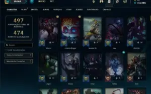 Conta ouro 3 com TODOS os champs e 296 Skins (MID TOP E JG )