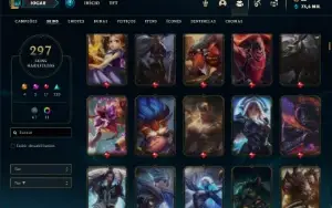 Conta ouro 3 com TODOS os champs e 296 Skins (MID TOP E JG )