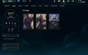 Conta ouro 3 com TODOS os champs e 296 Skins (MID TOP E JG )