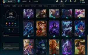 Conta prata 1 com 25 skins e 69 champs