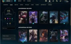 Conta prata 1 com 25 skins e 69 champs