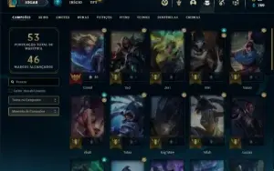 Conta platina 4 com 40 Champs e 9 Skins + 6 Fragmentos