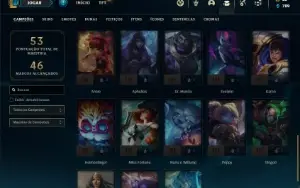 Conta platina 4 com 40 Champs e 9 Skins + 6 Fragmentos