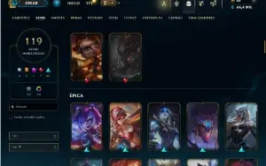Esmeralda 4 com 120 Champs e 119 Skins ( SUP / ADC )