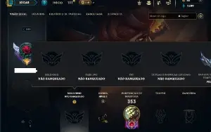 Unranked com 95 Champs e 37 Skins