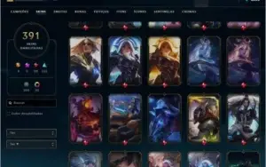 Gold 4 ,391 skins, 3 prestígios, 1 hextec e 4 ultimates