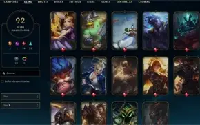 Conta LOL com 92 skins + LVL 125