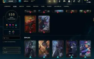 Conta Unranked com 150 Champs e 159 Skins + 2 Prestigios