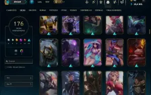 Unranked com TODOS os Champs e 176 Skins ( MID / ADC / SUP )